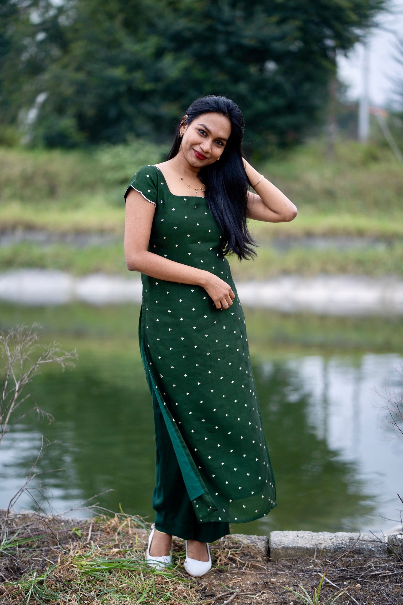 Esmera - Emerald green top and pant set