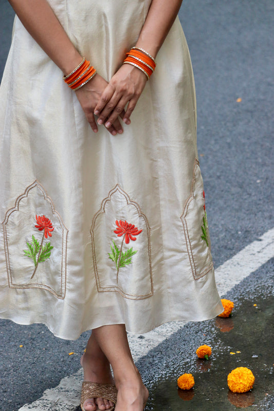 Aadhya - Hand embriodered Aline dress