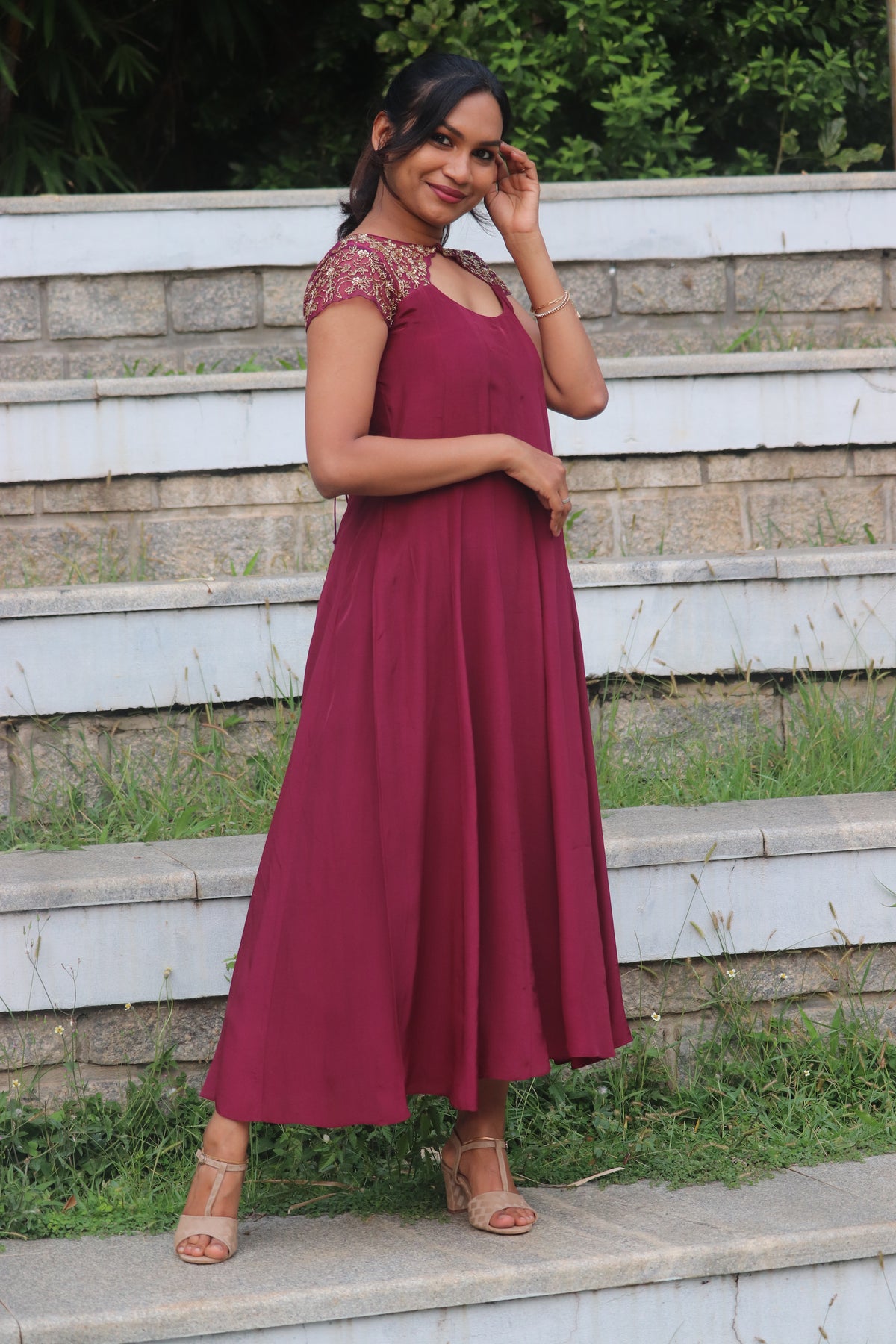 Roshni – Crepe Silk Handcrafted Panel Cut Kurti