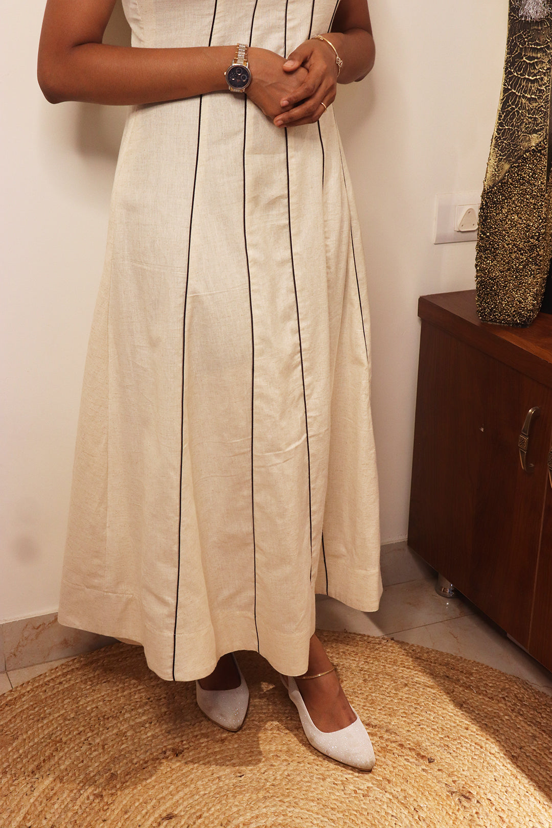 Jazba - Off-white Flex Cotton 6 Panel Dress