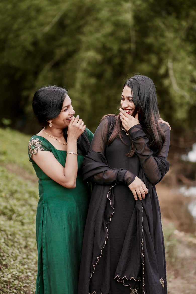 Signature Pair – Emerald & Noir Salwar Set