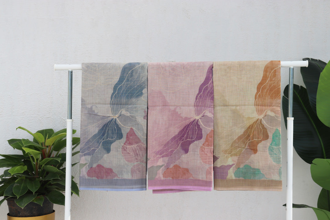 Linen Tissue Digital Print Saree