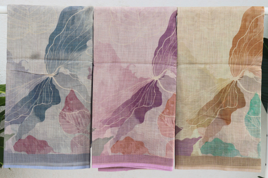 Linen Tissue Digital Print Saree