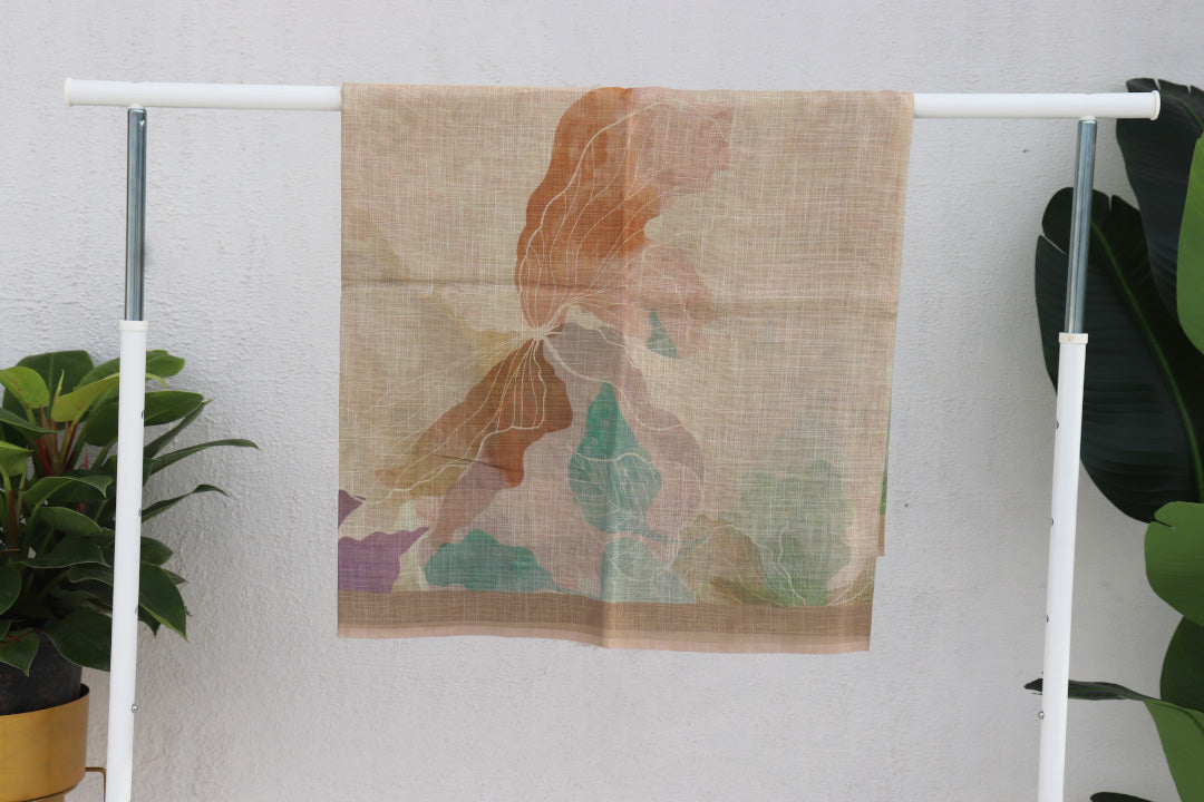Linen Tissue Digital Print Saree