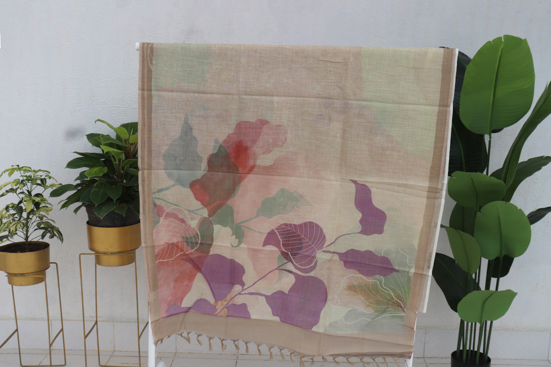 Linen Tissue Digital Print Saree
