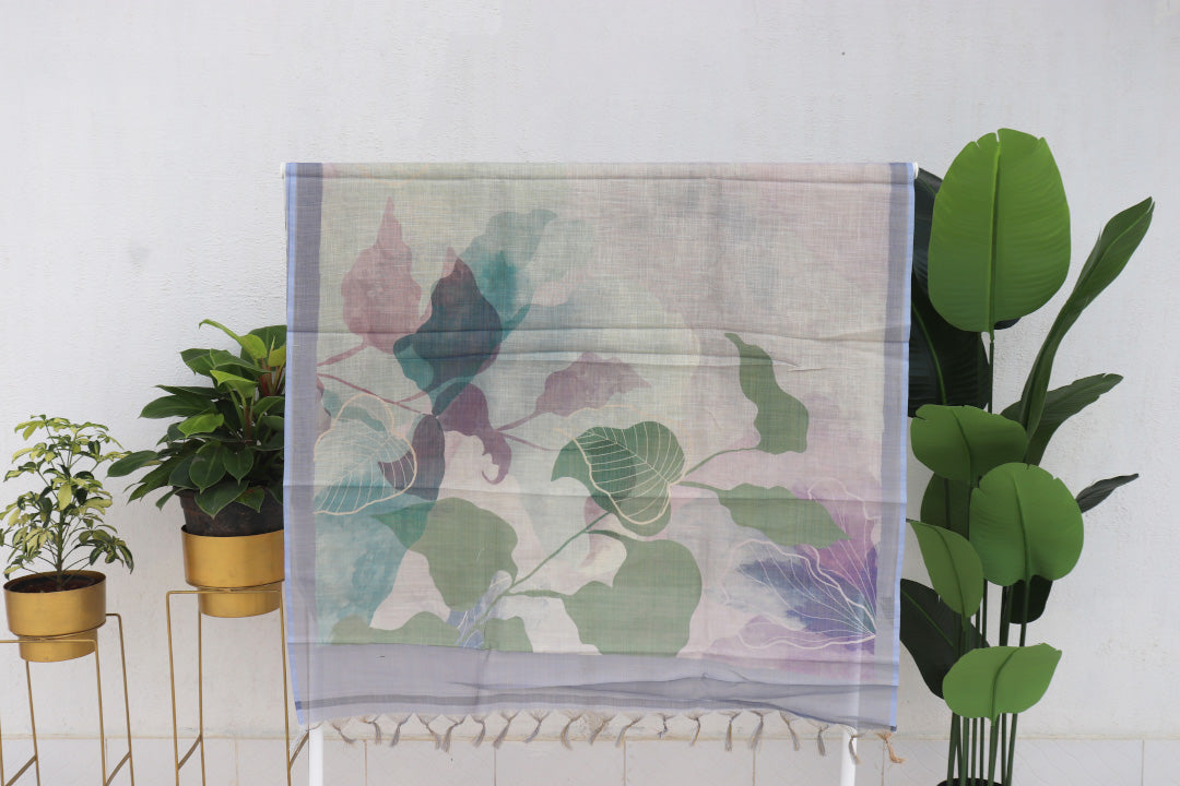 Linen Tissue Digital Print Saree