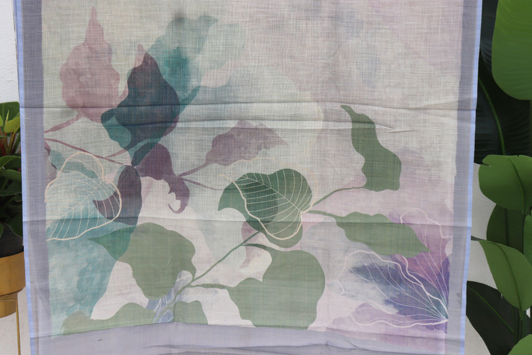 Linen Tissue Digital Print Saree