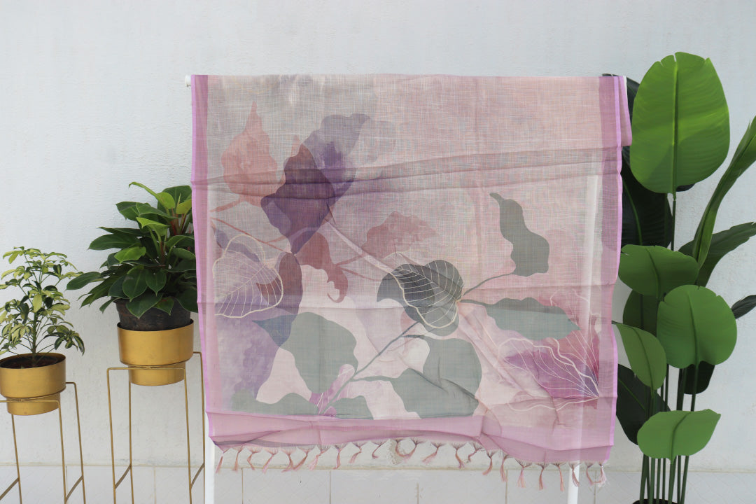 Linen Tissue Digital Print Saree