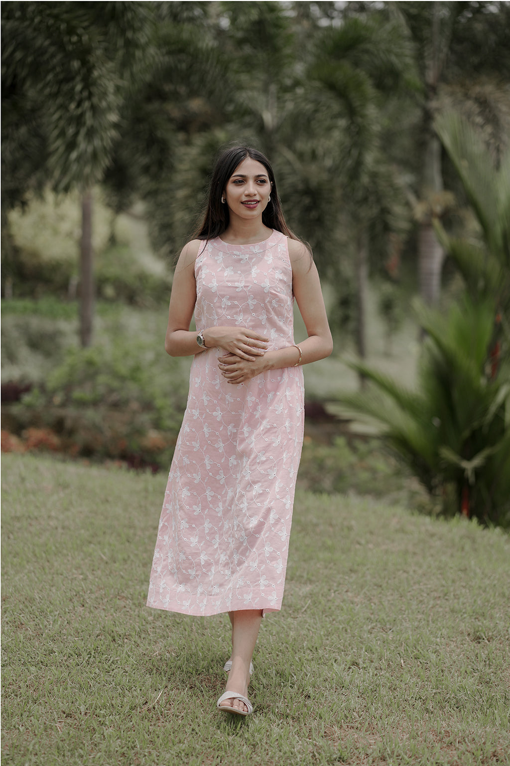 Zeal - Pure Cotton Floral Embroidery A-line Dress