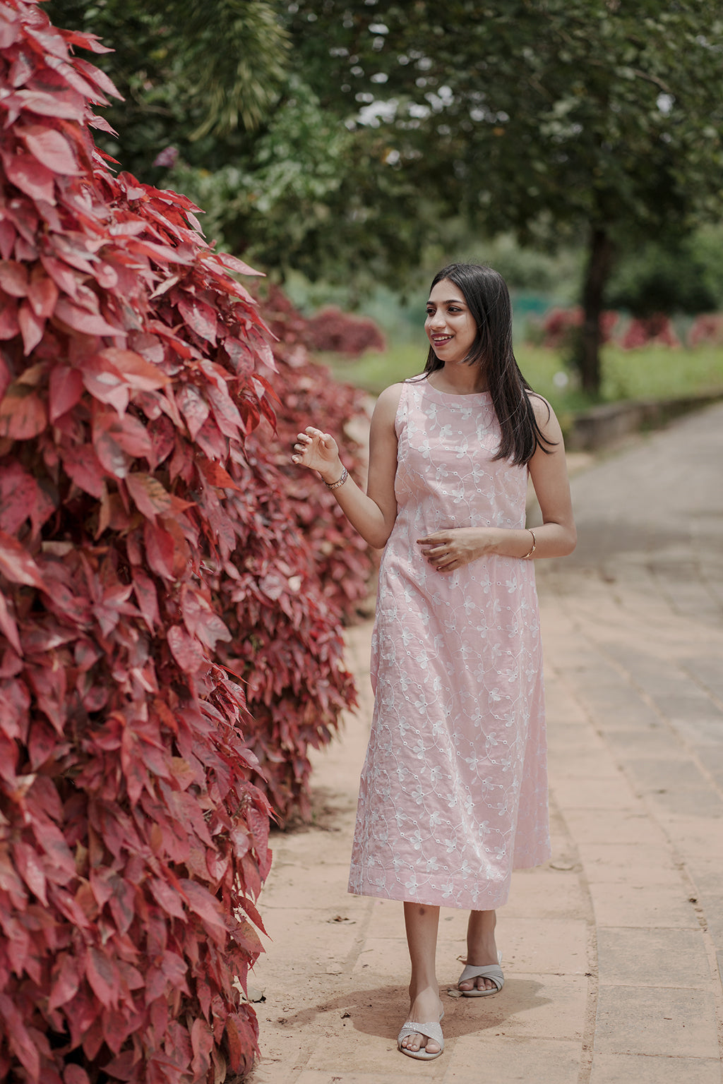 Zeal - Pure Cotton Floral Embroidery A-line Dress