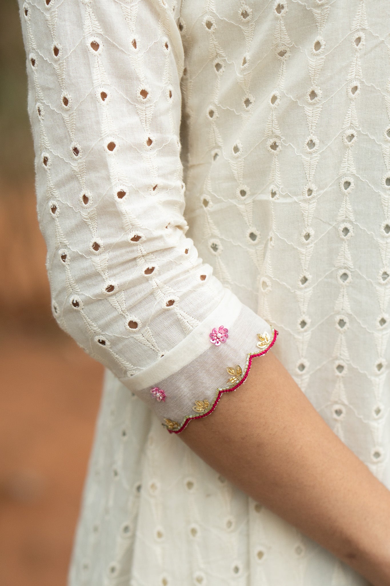 Pearl Bloom back view showing aline kurti construction