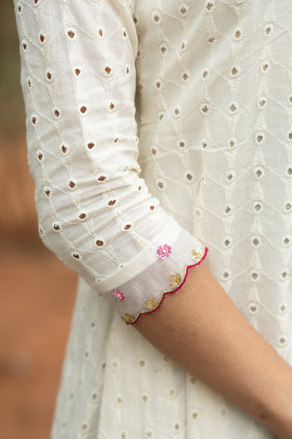 Pearl Bloom back view showing aline kurti construction