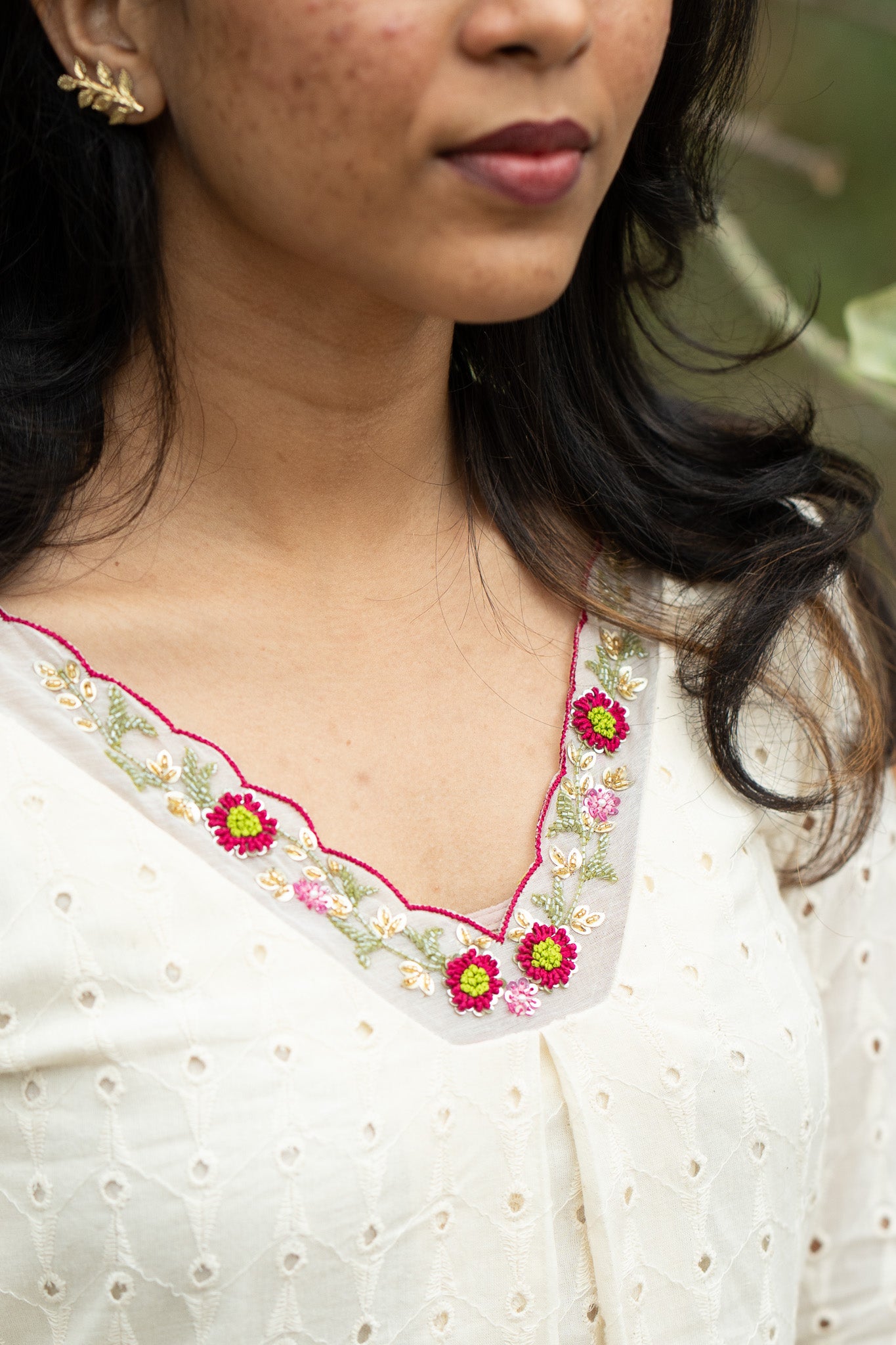 Pearl Bloom hakoba fabric and finishing detail