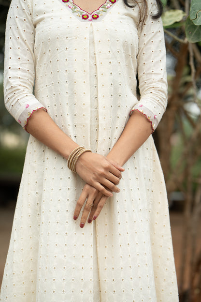 Pearl Bloom full-length styled view in off white