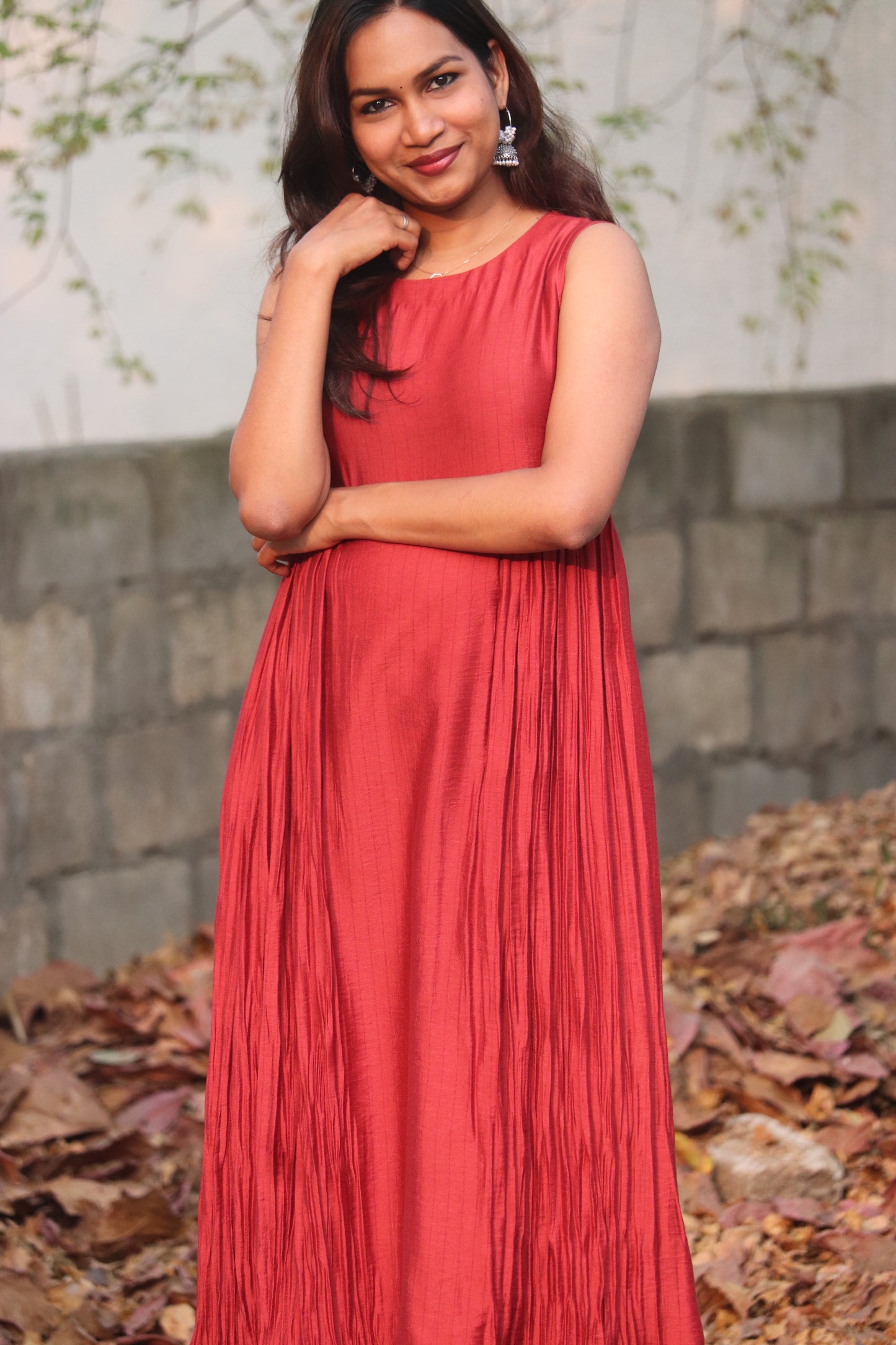 Ruvaa - Brick red Aline dress