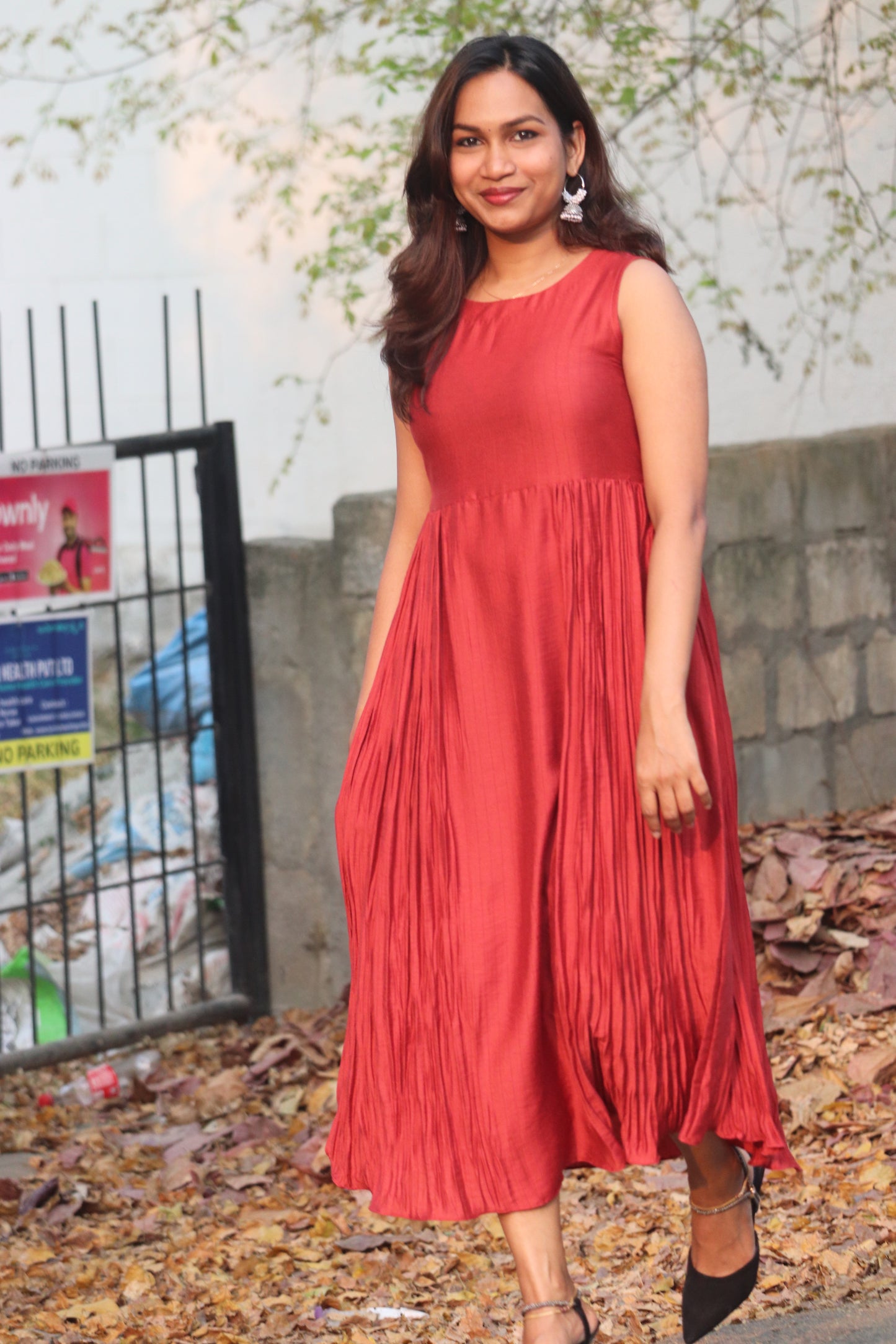 Ruvaa - Brick red Aline dress