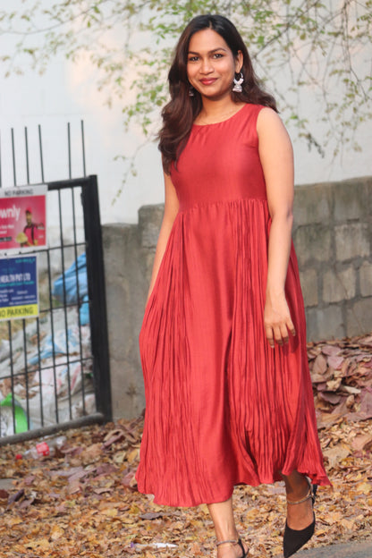 Ruvaa - Brick red Aline dress
