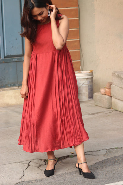 Ruvaa - Brick red Aline dress