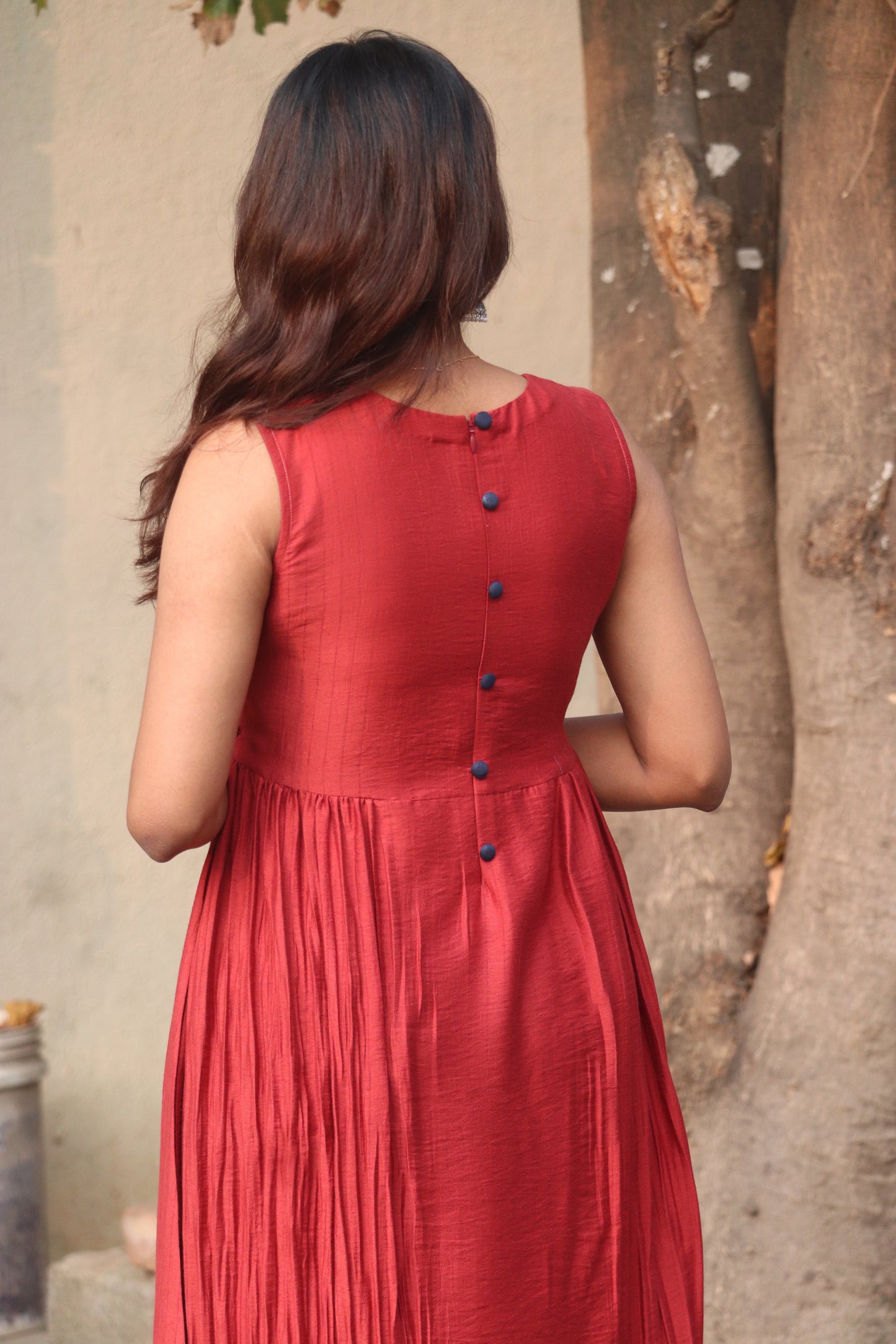 Ruvaa - Brick red Aline dress