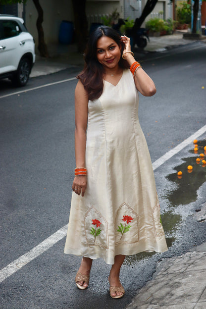 Aadhya - Hand embriodered Aline dress