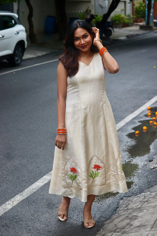 Aadhya - Hand embriodered Aline dress