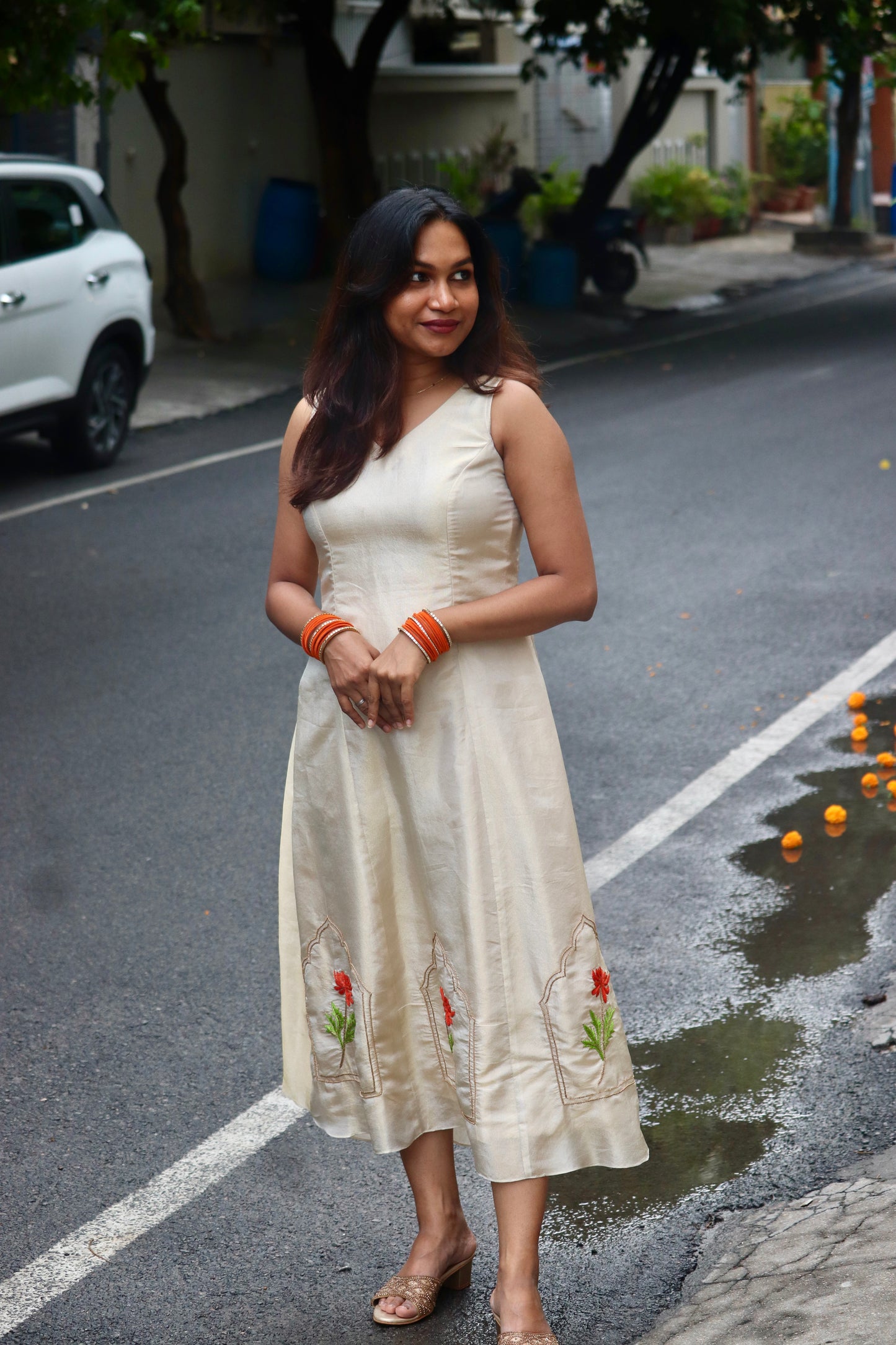 Aadhya - Hand embriodered Aline dress