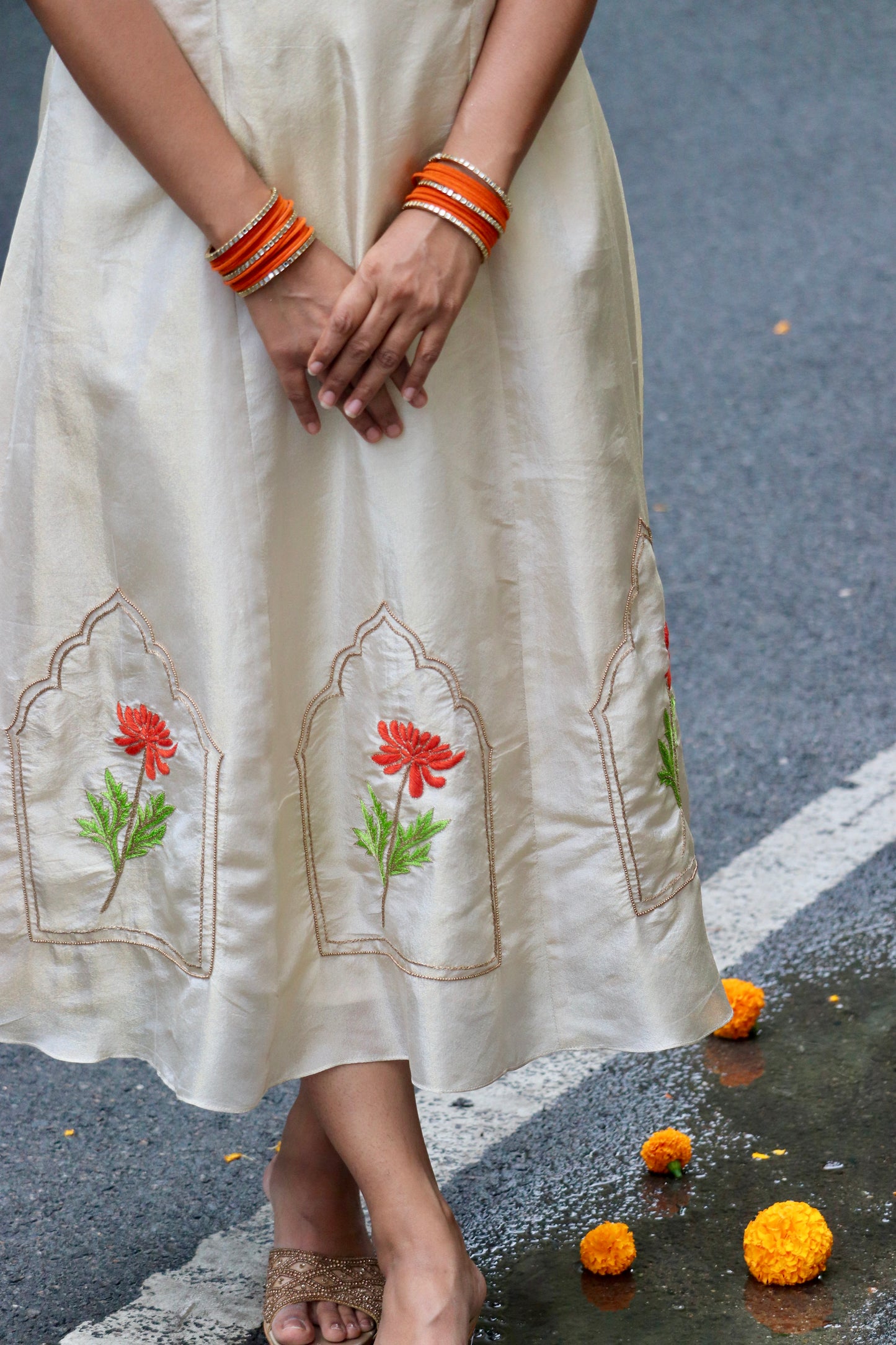 Aadhya - Hand embriodered Aline dress
