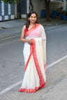 Mridula – Off White Mul Cotton Kerala Saree with Red Border