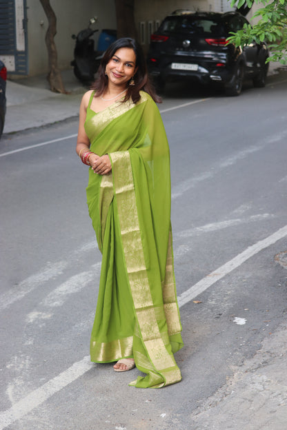 Malar – Soft Georgette Saree with Rich Zari Border