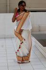Varnika - Mul Cotton Saree with Multicolour Woven Border