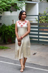 Chethipoo – Tissue A-Line Dress with Handcrafted Floral Yoke
