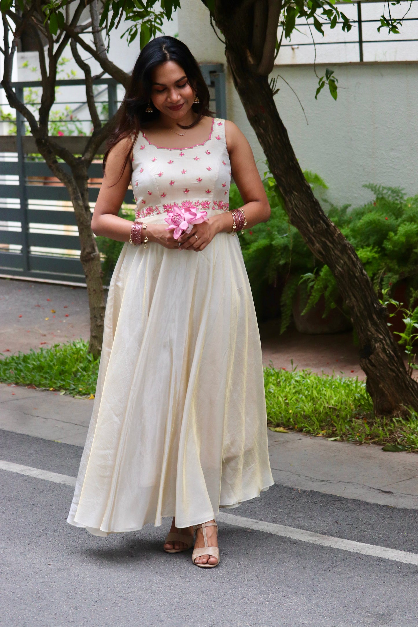 Thamara - Tissue Umbrella Gown with hand embriodery