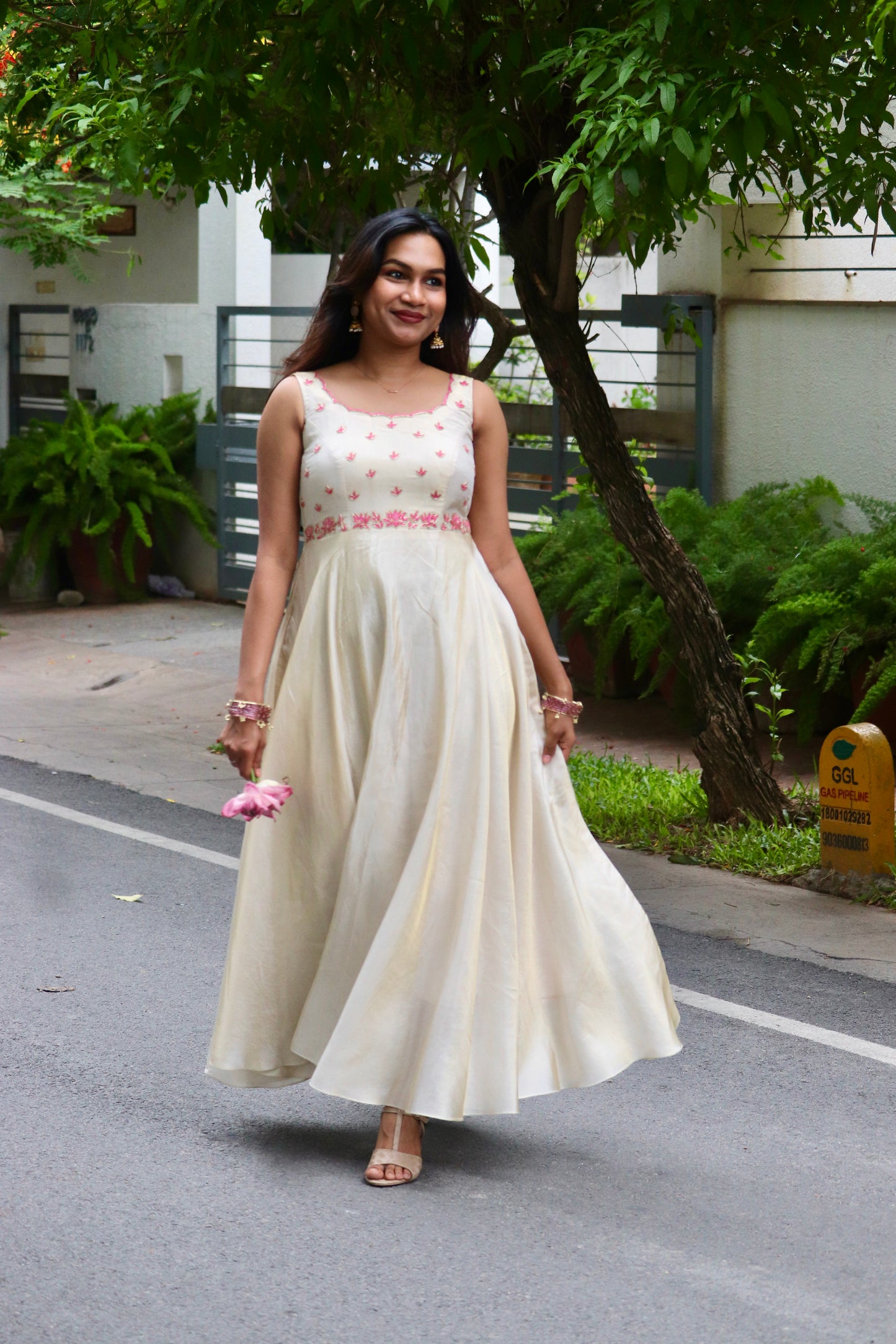 Thamara - Tissue Umbrella Gown with hand embriodery
