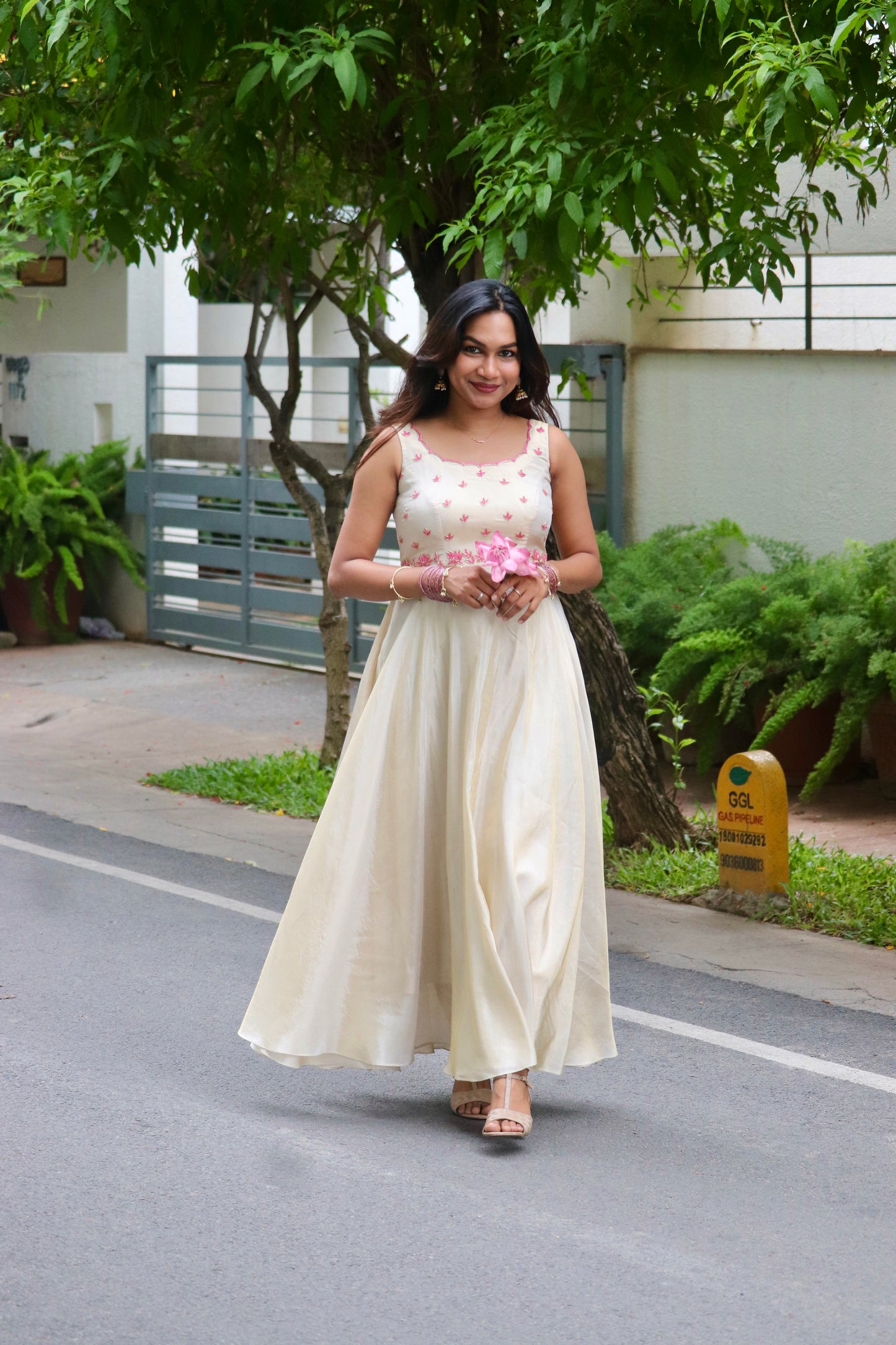 Thamara - Tissue Umbrella Gown with hand embriodery