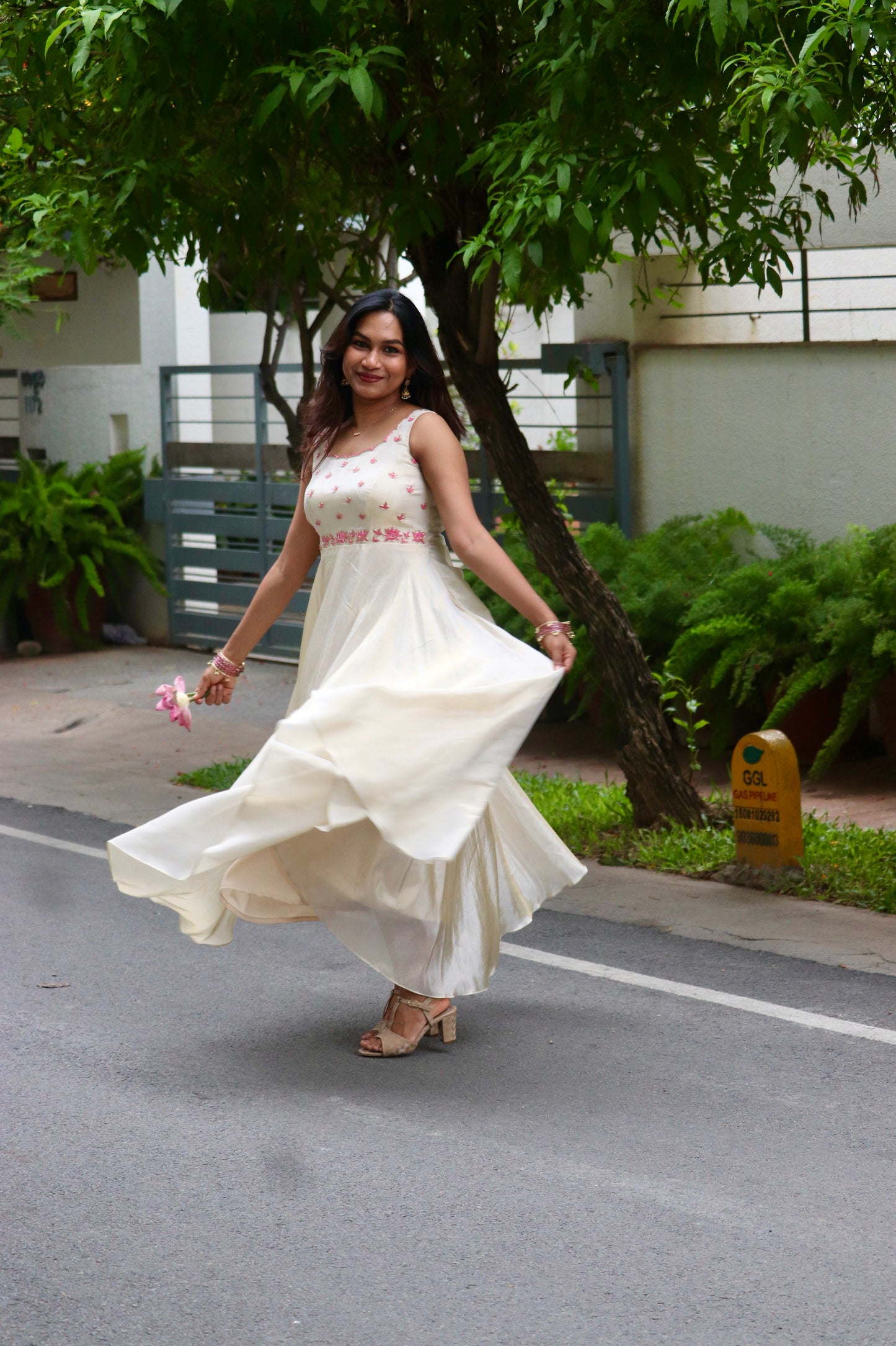 Thamara - Tissue Umbrella Gown with hand embriodery