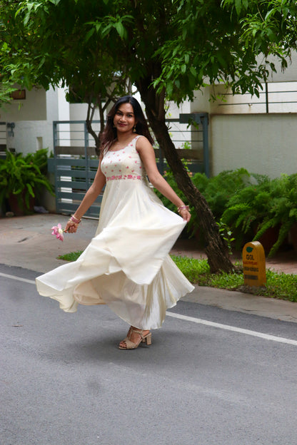 Thamara - Tissue Umbrella Gown with hand embriodery