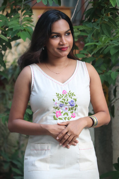 Asteria - Embroidered Cotton Midi Dress