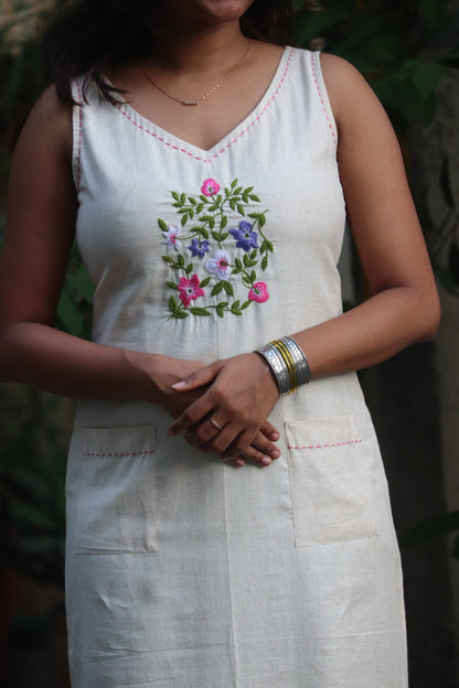 Asteria - Embroidered Cotton Midi Dress