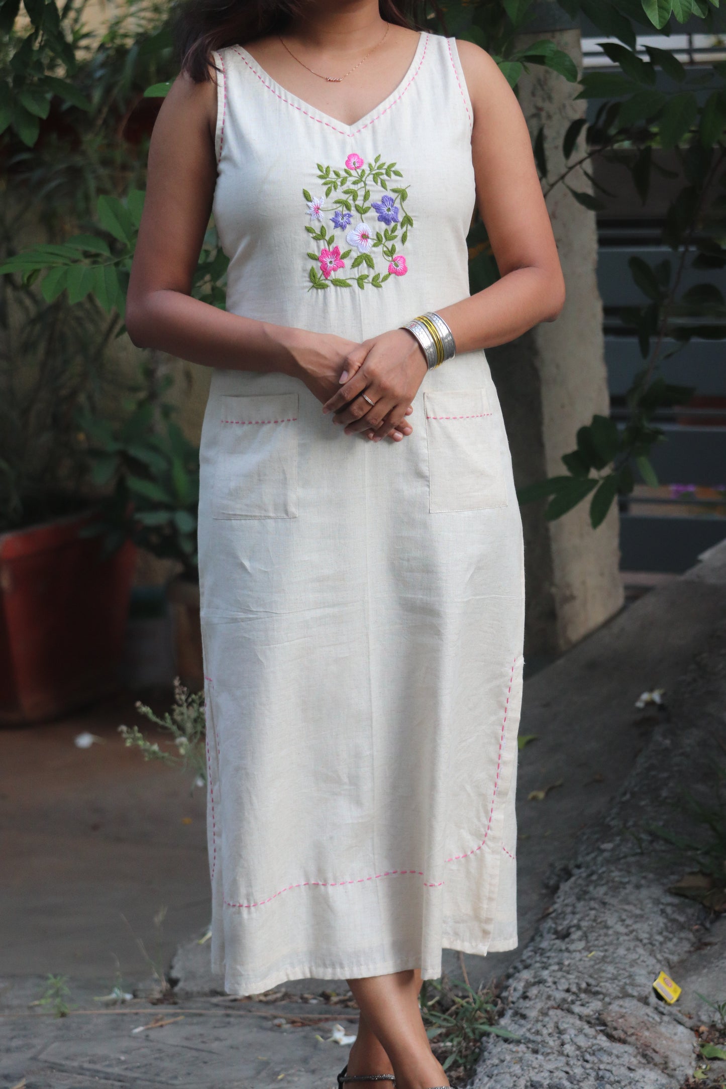 Asteria - Embroidered Cotton Midi Dress