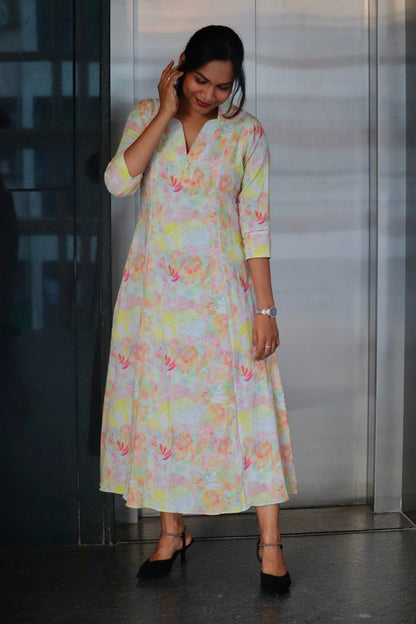 Blooma – Pastel Floral Cotton 3 panel Kurti