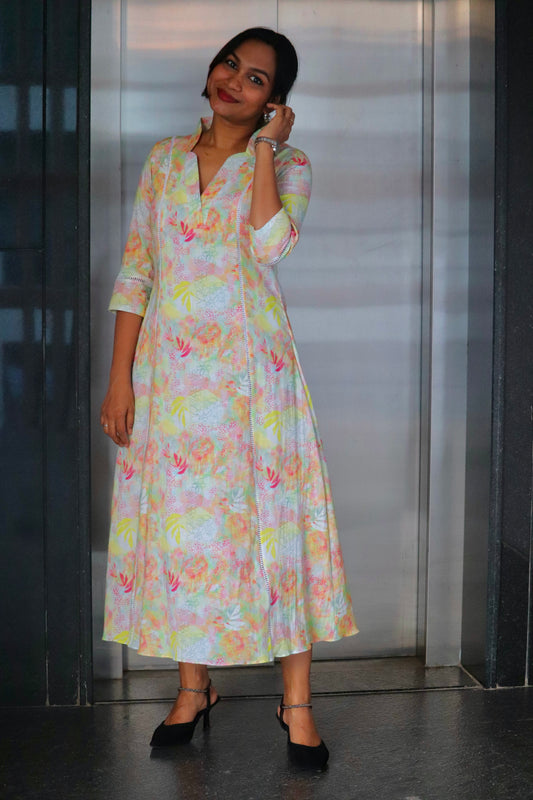 Blooma – Pastel Floral Cotton 3 panel Kurti