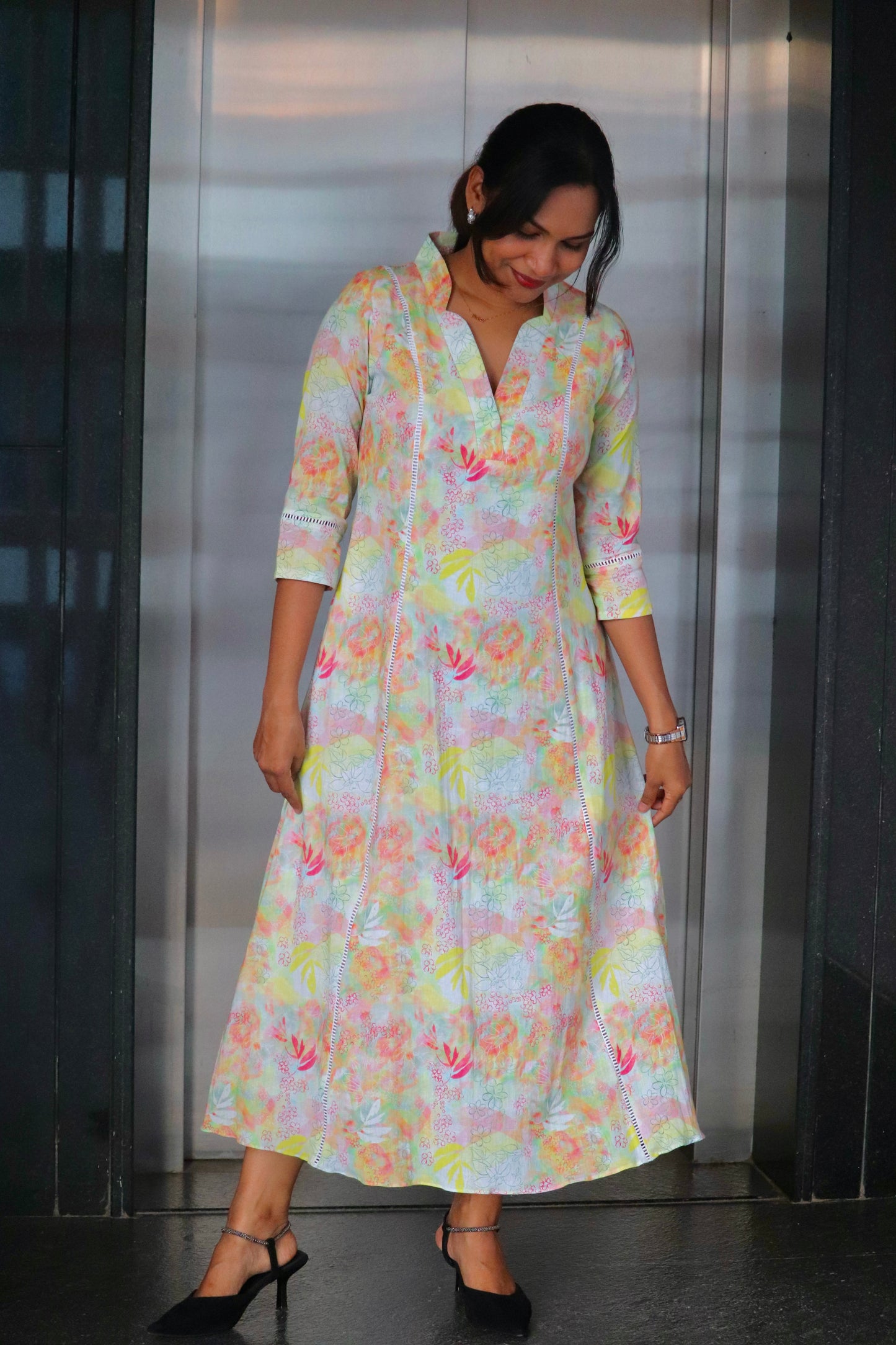 Blooma – Pastel Floral Cotton 3 panel Kurti