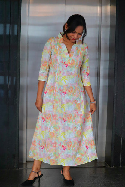 Blooma – Pastel Floral Cotton 3 panel Kurti