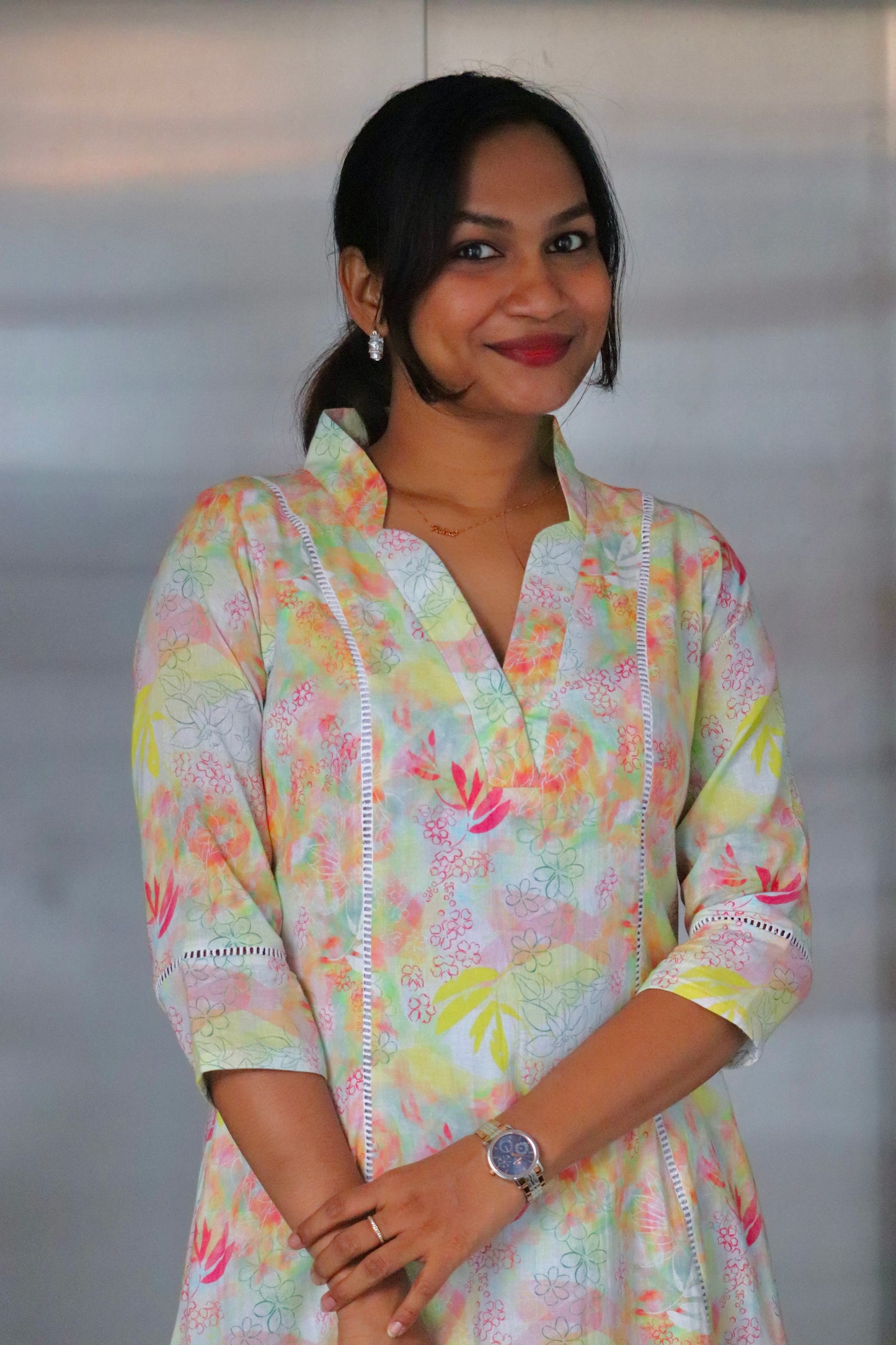 Blooma – Pastel Floral Cotton 3 panel Kurti