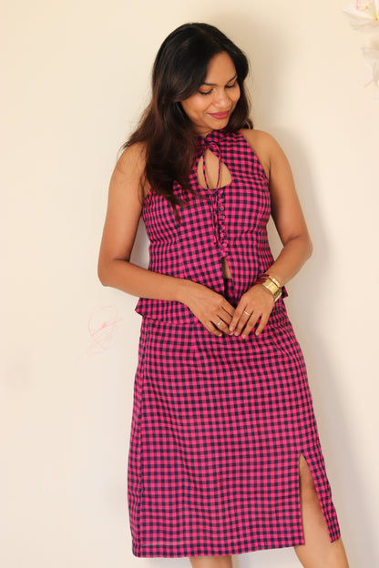 Traya – Purple & Navy Blue Pure Mangalagiri Cotton Multi-Way Top