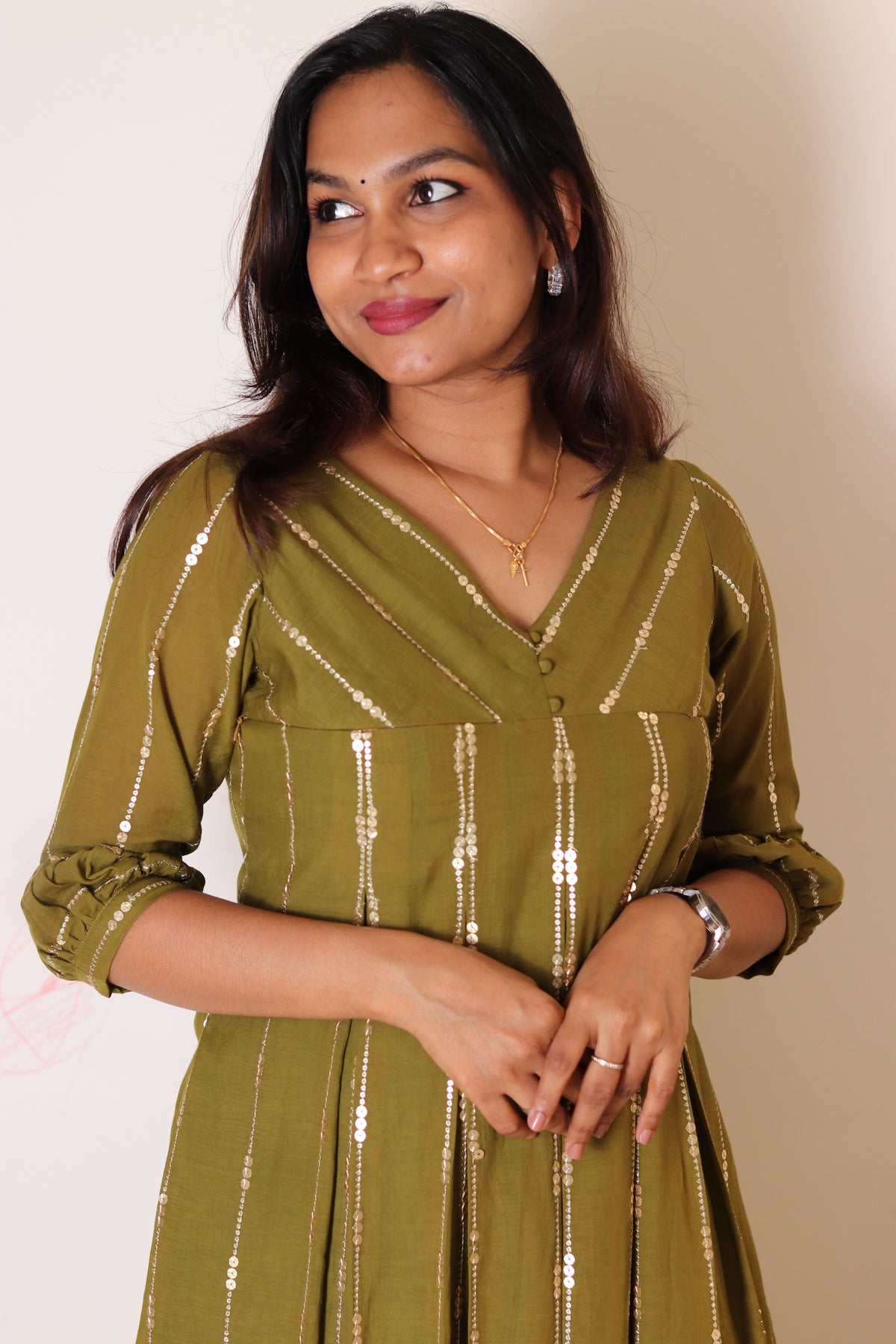 Manjari – Mul Chanderi Box Pleated Dress