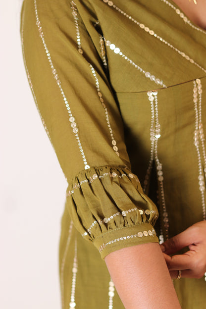 Manjari – Mul Chanderi Box Pleated Dress