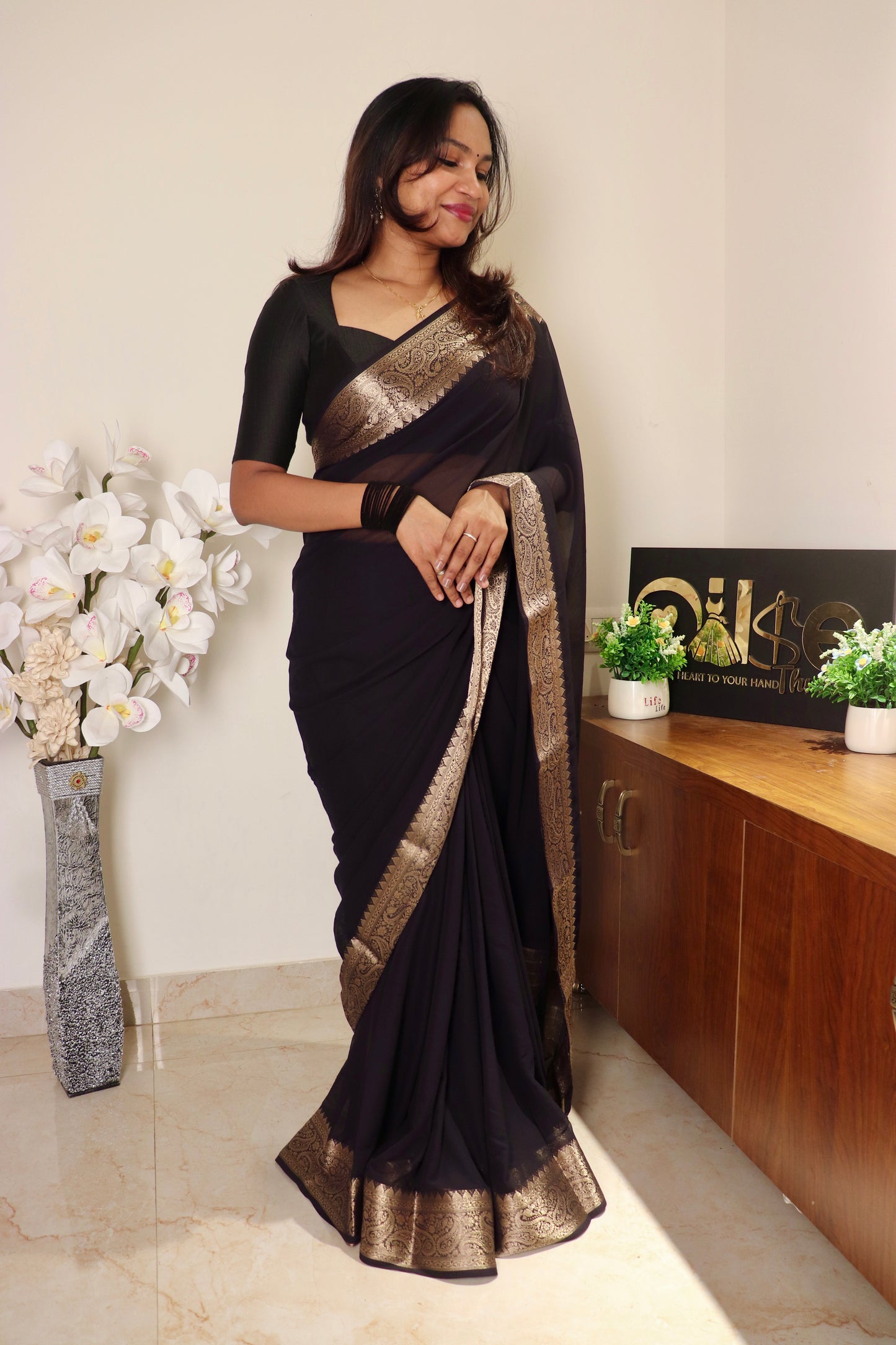Malar – Soft Georgette Saree with Rich Zari Border