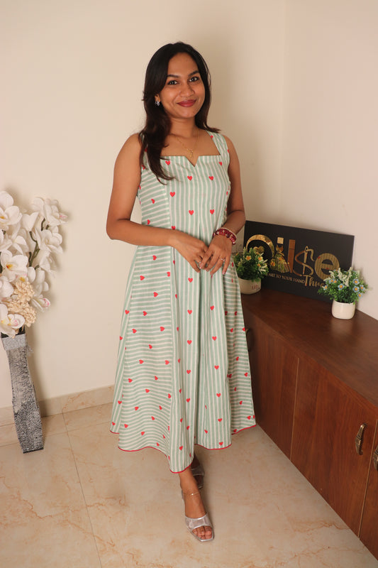 Little Hearts - Striped cotton dress