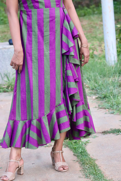Yamika – Striped Cotton Ruffle Dress